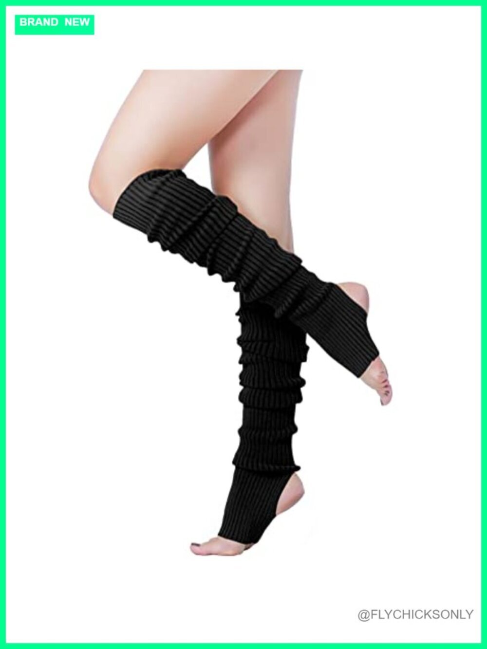 Ribbed Knit Stirrup Leg Warmers for Dance, Gym, Yoga, 80s Costume